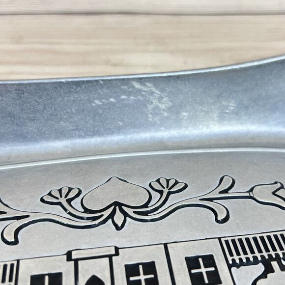 Vintage WILTON ARMETALE Metal Serving Dish Bread Tray 'Bless This House' 11"x7" - Picture 6 of 12